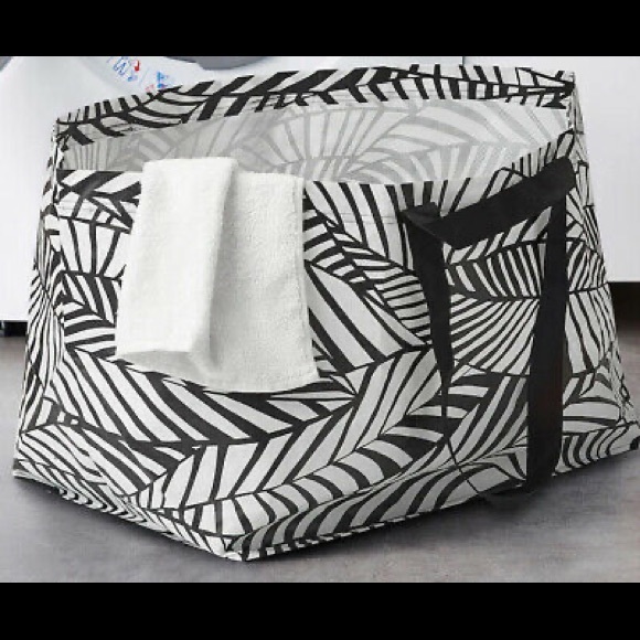 IKEA SLUKIS Frakta Shopping Bag; Large Black White "Leaf" Like Design;19 Gallons - Picture 4 of 9